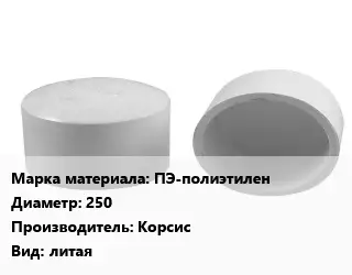 Заглушка полипропилен, полиэтилен, металлопластик ПЭ-полиэтилен D=250 Корсис литая